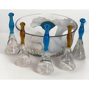 Champagne Flutes Blown Glass VTG European Estate Finland Five Baseless Gorgeous
